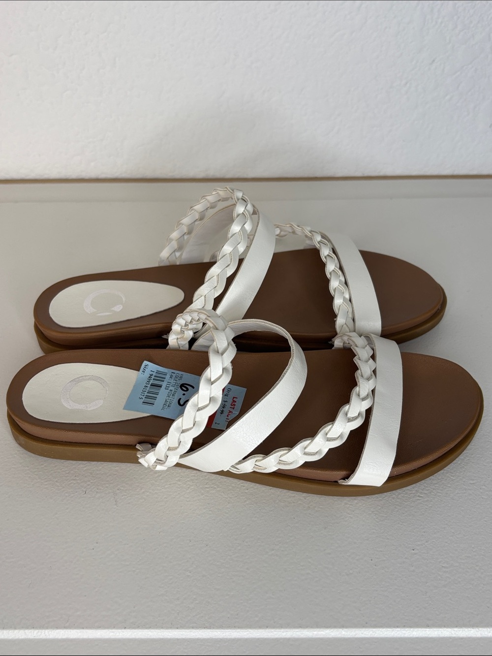 Journee Collection Colette White Braided-Strap Slide Sandals 6.5W - Picture 7 of 11